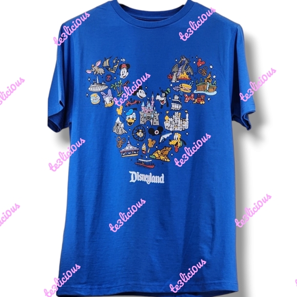 DISNEYLAND THEME PARK ATTRACTIONS AND FRIENDS BLUE T-SHIRT - Picture 1 of 2